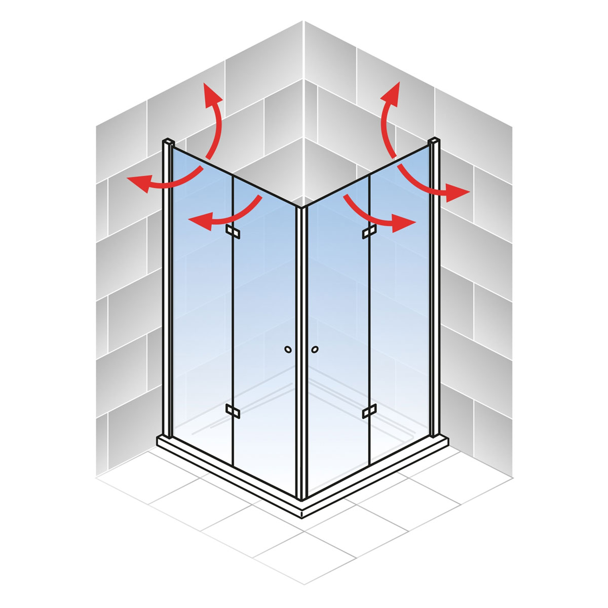 Schulte Eckeinstieg Garant 2.0 Drehfalttür 90 x 90 x 200 cm Bild 5