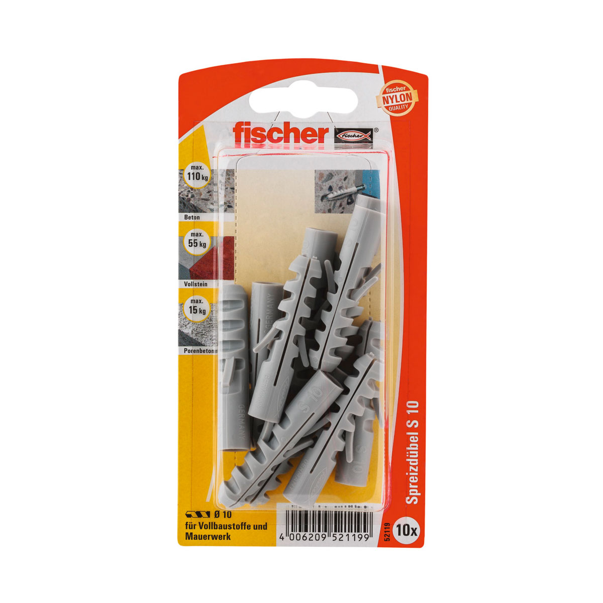Fischer  Spreizdübel S 10 10 Stück Fischer  Spreizdübel S 10 10 Stück