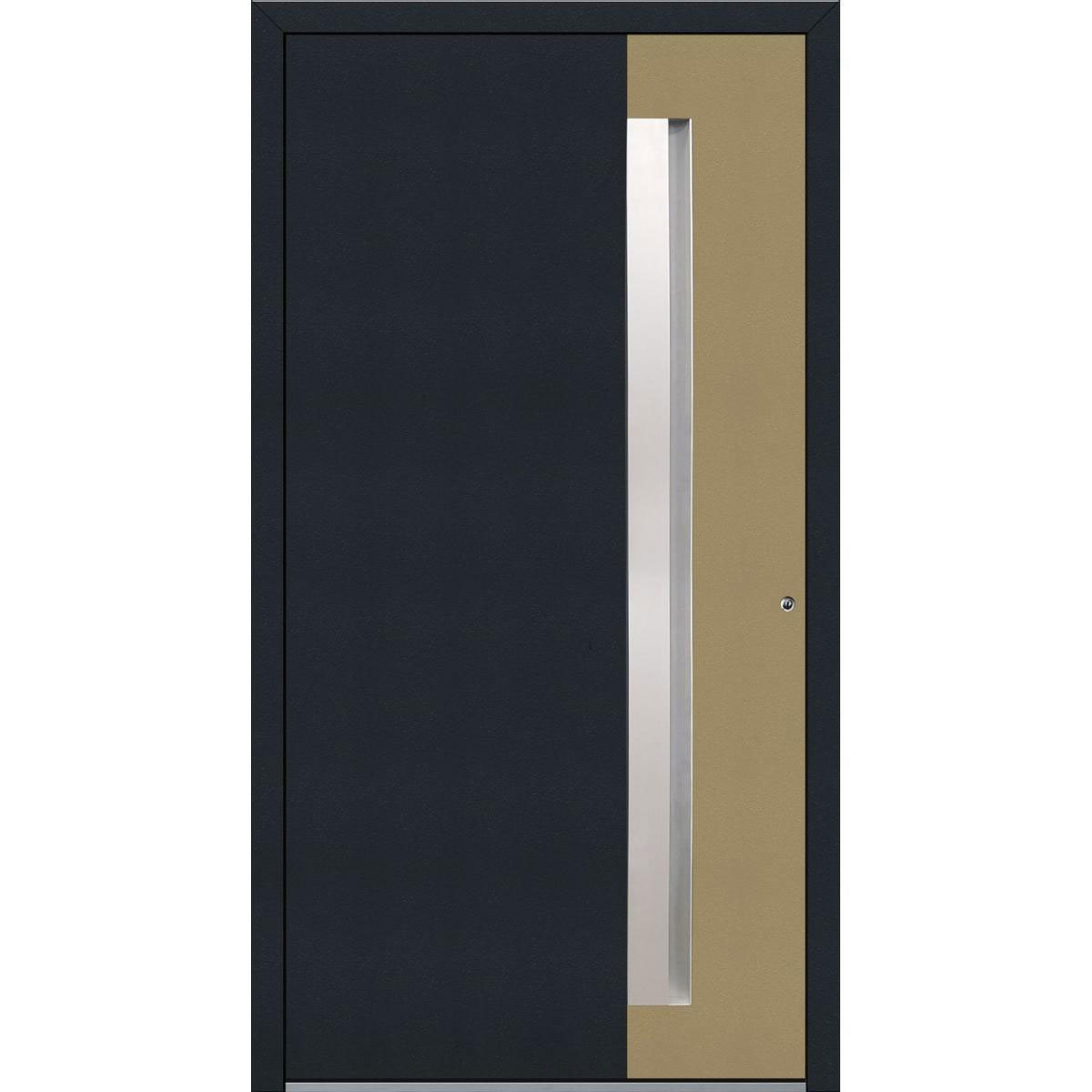 Aluminium Sicherheits-Haustür Bologna Exklusiv 75 mm anthrazit-beige 100 x 210 cm Anschlag rechts inkl Griffleiste