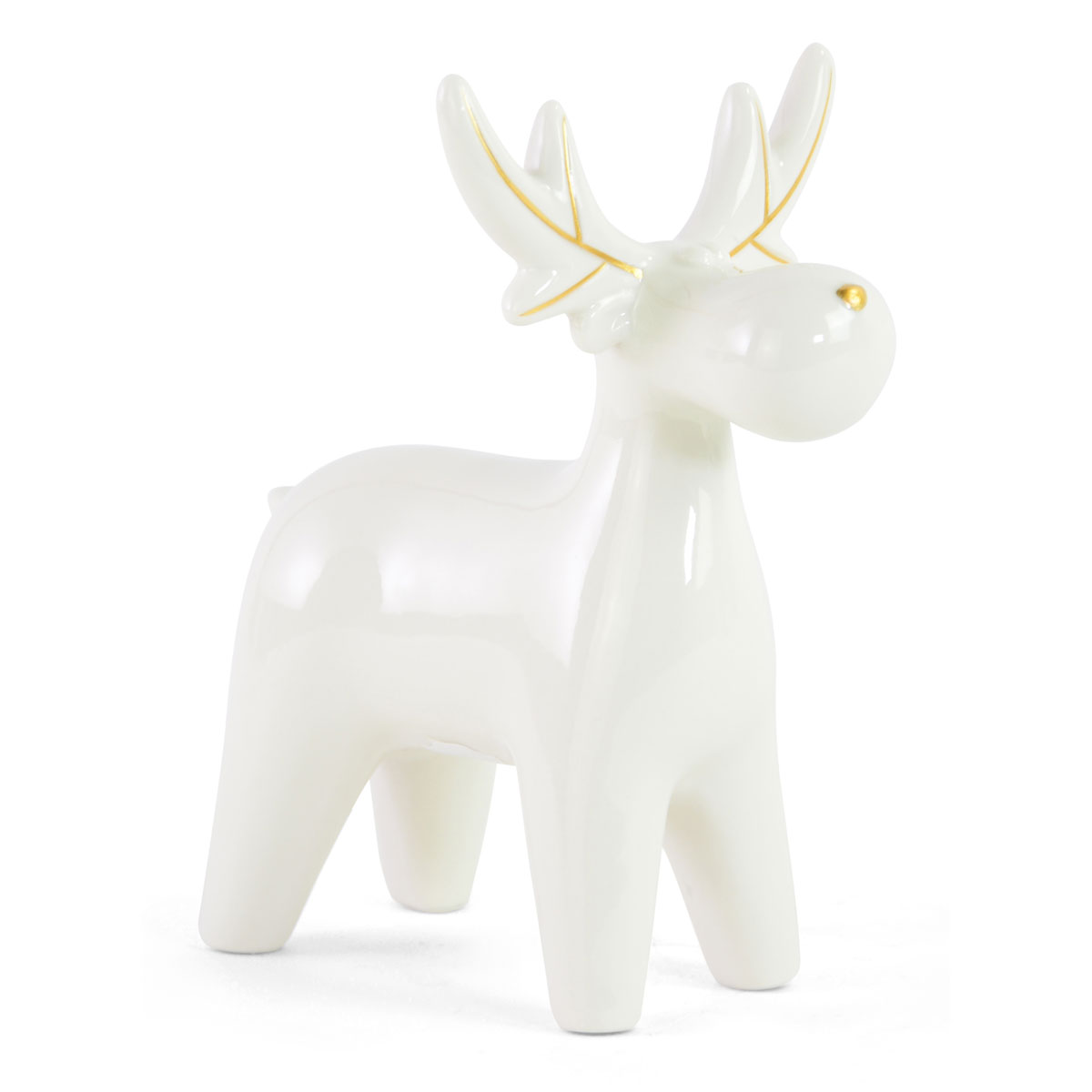Elch zum Stellen Porzellan 13,9 x 9,1 x 15,8 cm weiß-gold