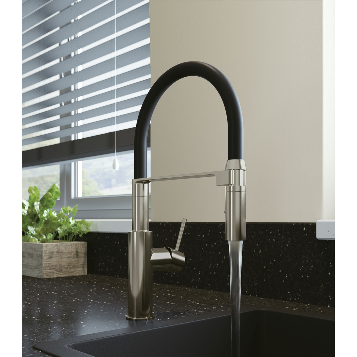 Lenz  Küchenarmatur NALU mit Pendelbrause nickel-schwarz Bild 2