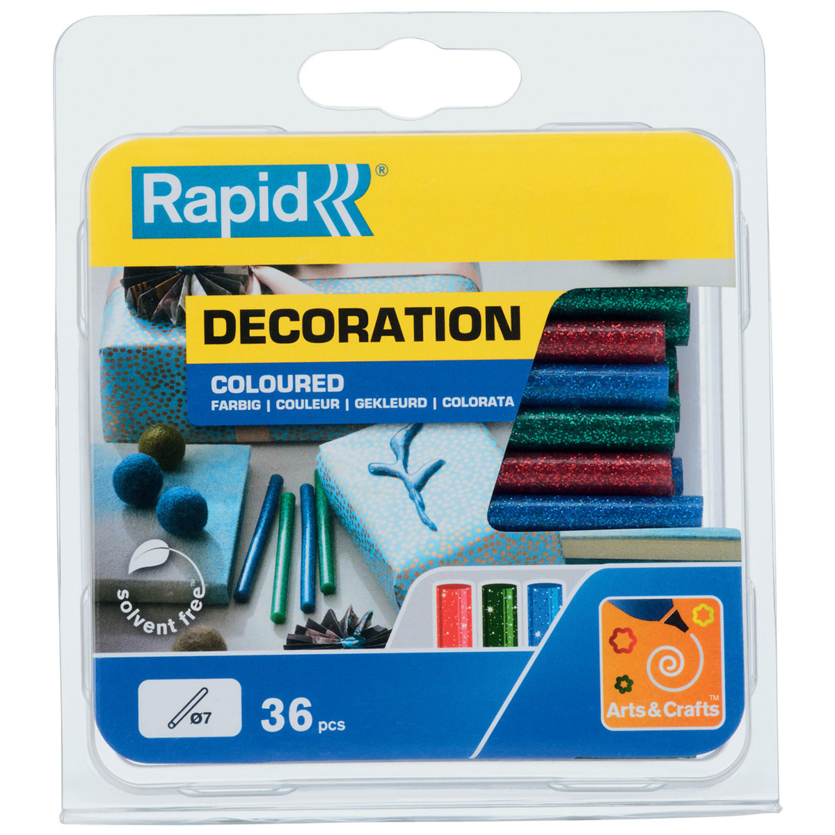 Rapid Heißklebestick 7 mm farbig Glitzer 36 Stück