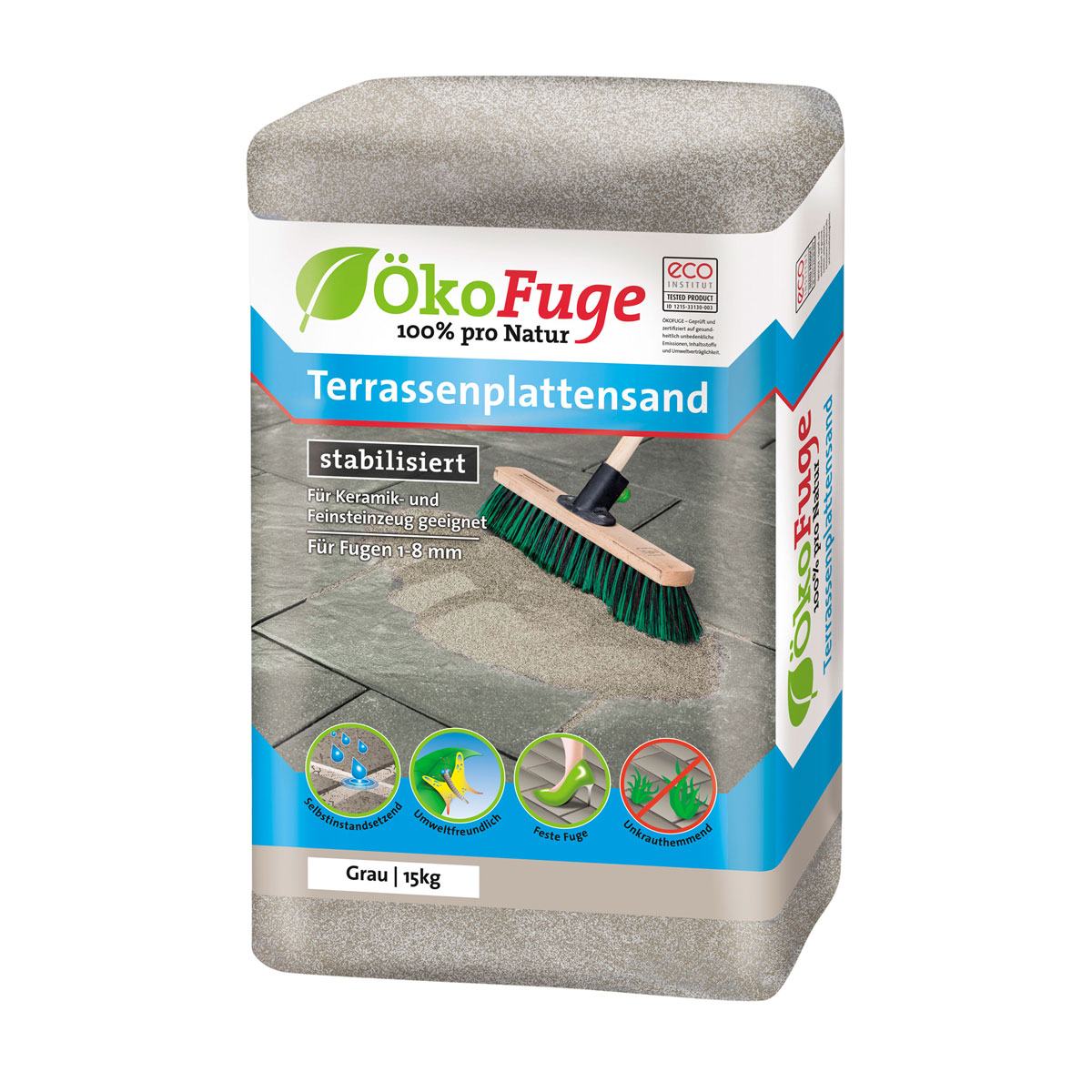 ÖkoFuge Terrassenplattensand 1-8 mm Grau 15 kg