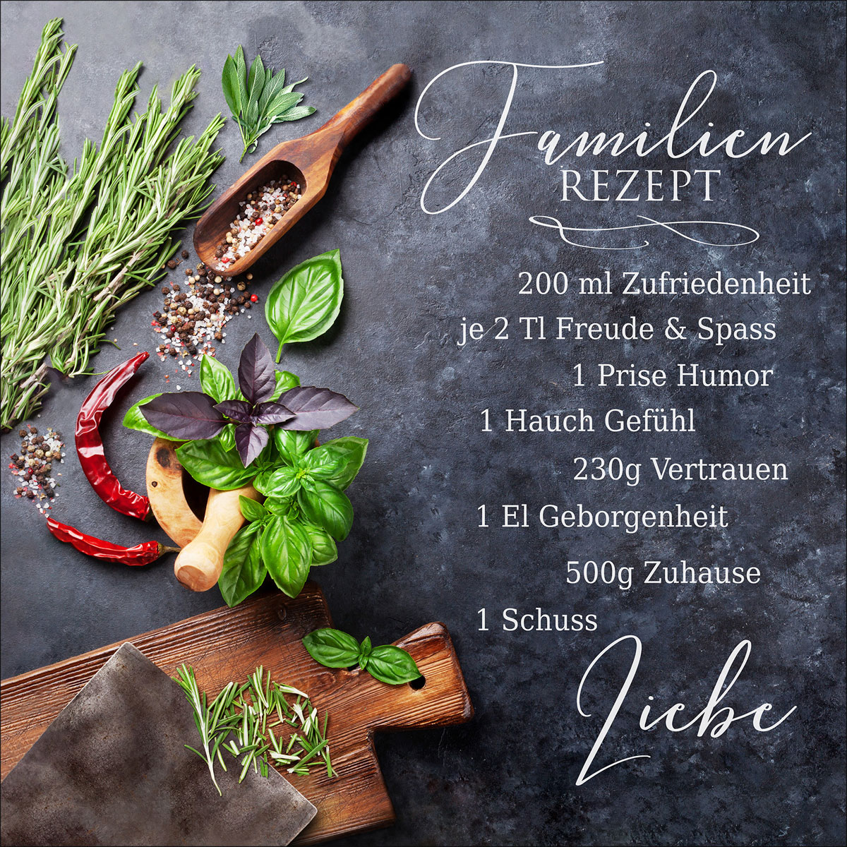 Glas-Art Kochkeration III 30 x 30 Glasbild