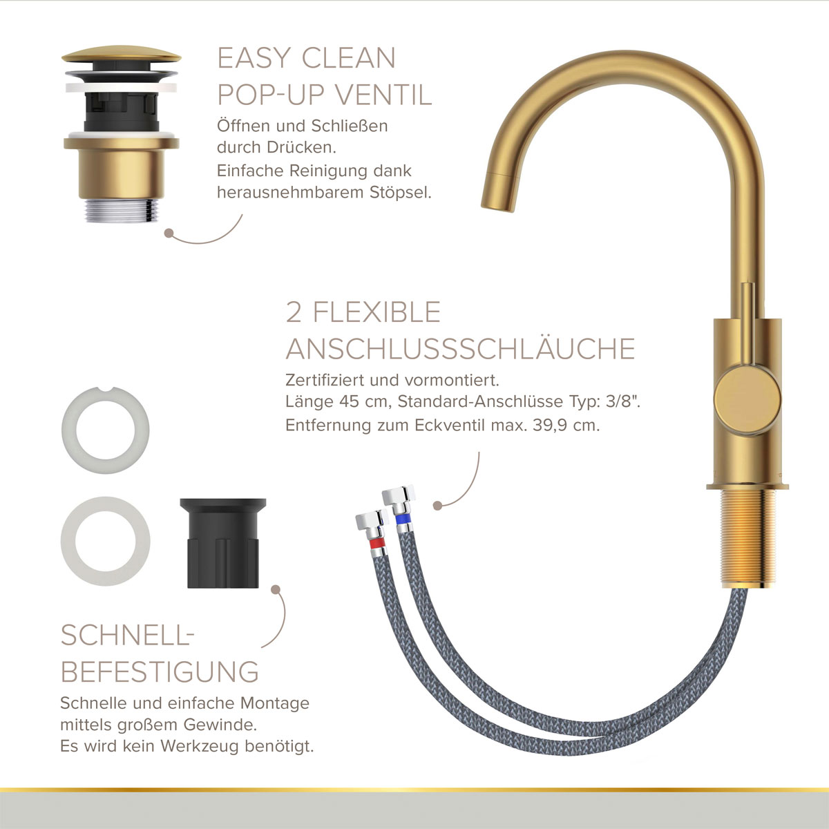 LENZ Waschtischarmatur Moana Easy-Clean Gold Bild 5