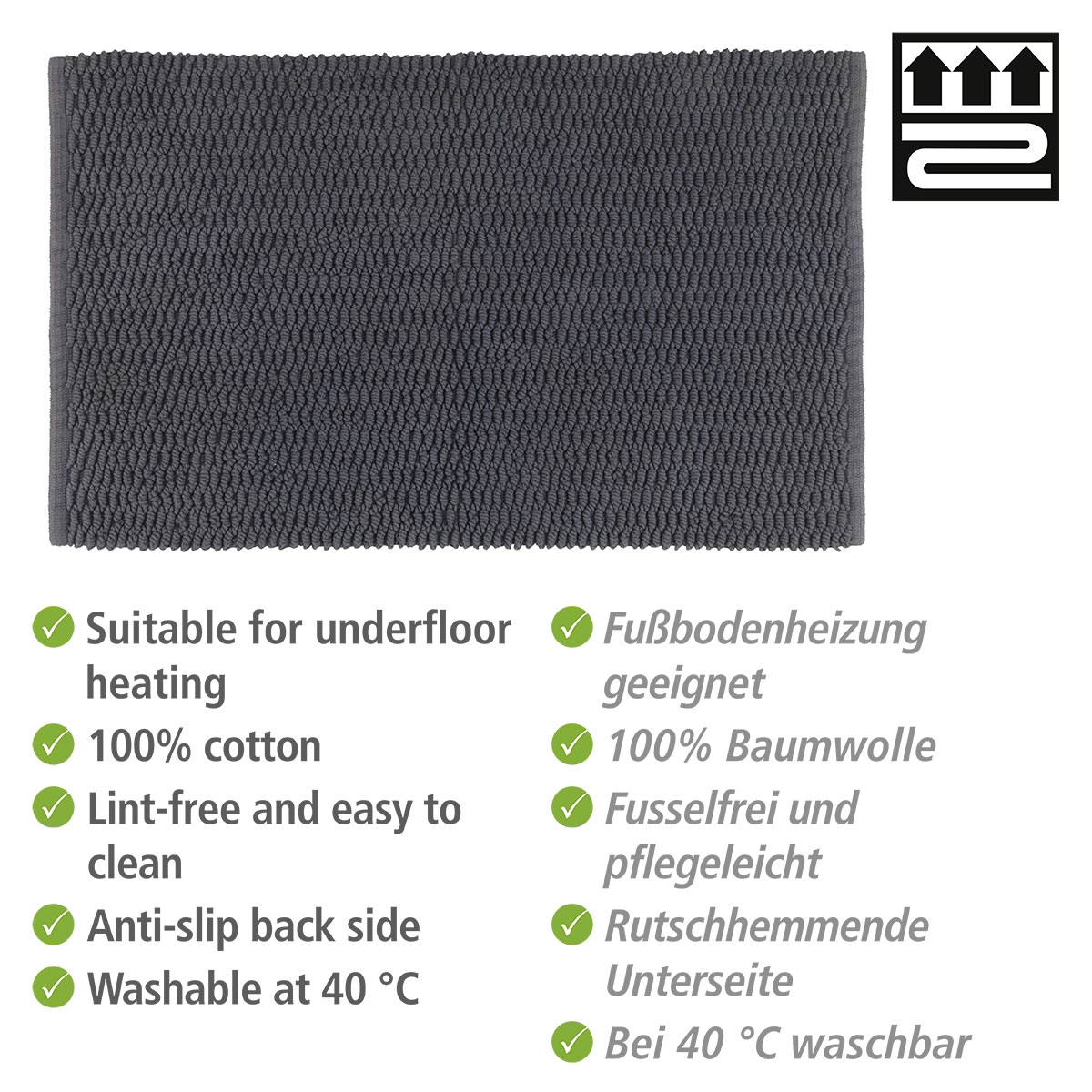 Wenko  Badematte Mona Dunkelgrau Badvorleger 50 x 80 cm Grau Bild 2