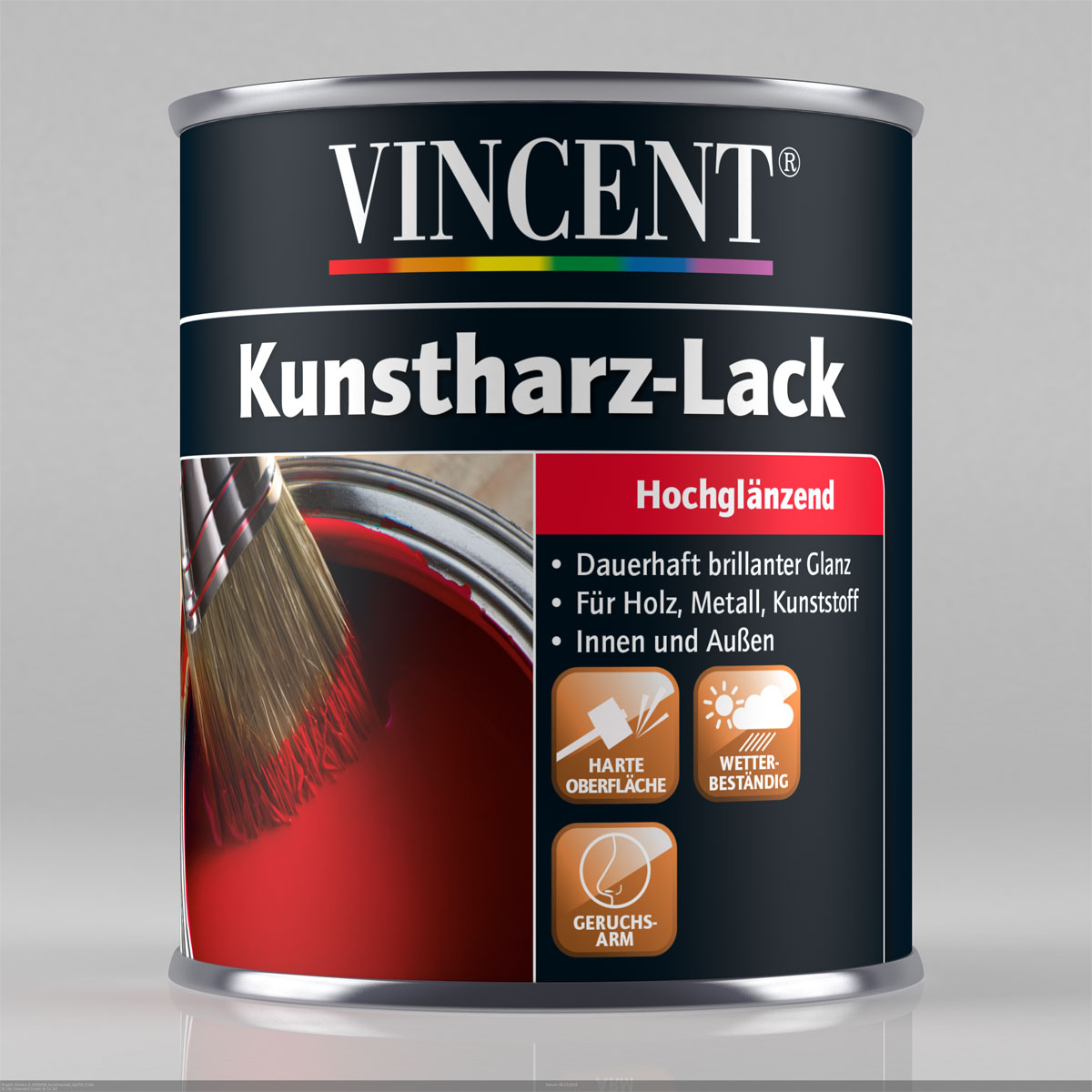 Vincent Kunstharz Buntlack RAL 7016 Anthraitgrau hochglänzend 125 ml
