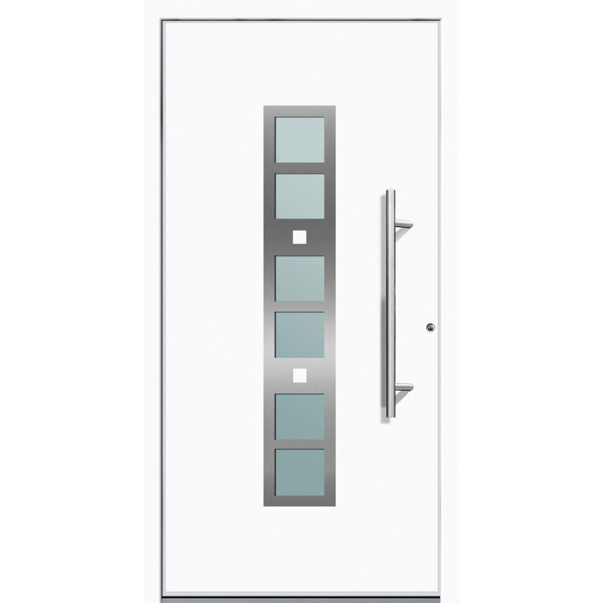 Aluminium Sicherheits-Haustür Pisa Superior 60 mm weiß 110 x 210 cm Anschlag rechts inkl Griffset