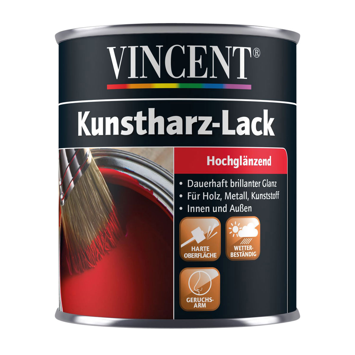 Vincent Kunstharz-Lack Tiefschwarz hochglänzend 750 ml Bild 1