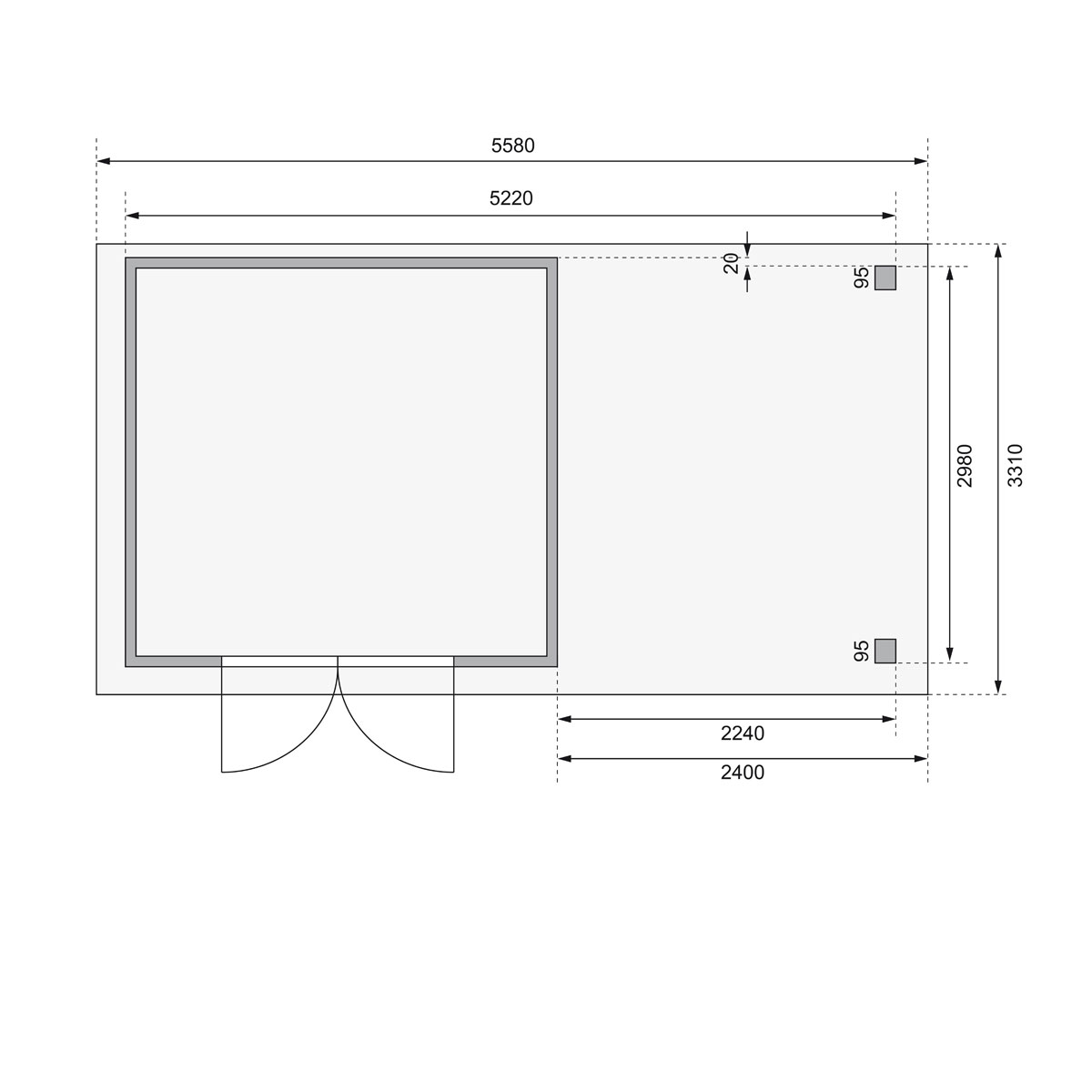 Karibu BBH Askola 6 Set mit Anbaudach terragrau Bild 8