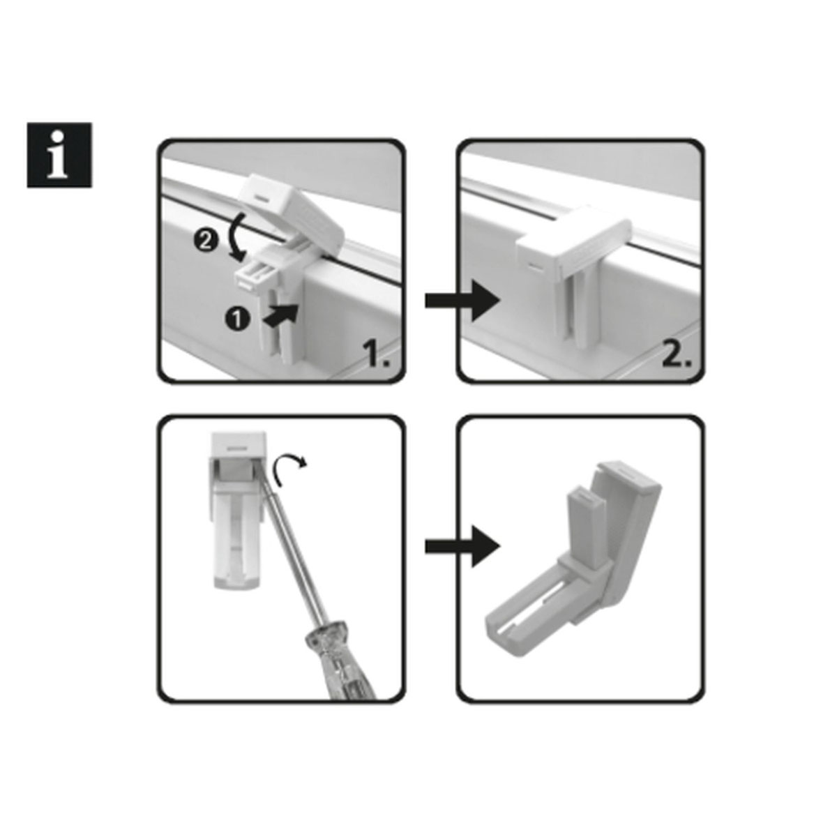 Gardinia Klemmträger Kunststoff für Vitragestangen/Caféhausstangen weiß Bild 2