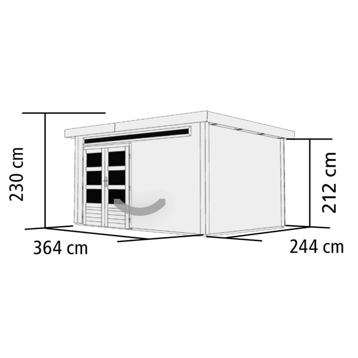 Karibu Gartenhaus-Set Kandem 7 mit Anbaudach 2,95 m mit Seiten- und Rückwand naturbelassen Bild 4
