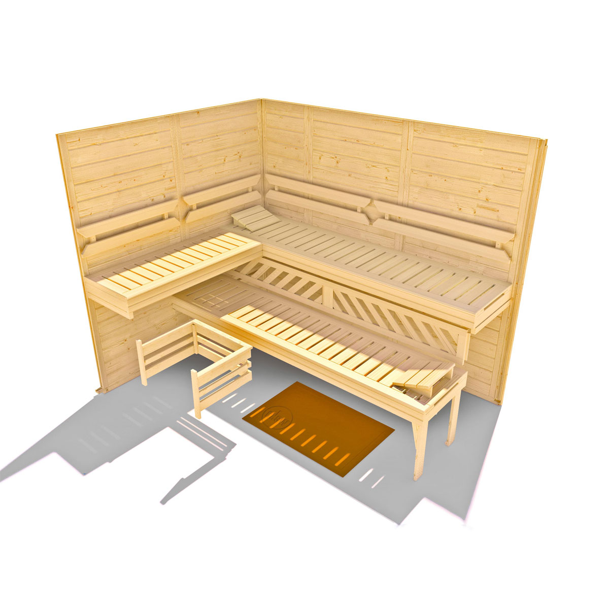 Weka  Premium Massivholz-Elementsauna Kemi Eck Größe 3 Sparset 7,5 kW Bio S Bild 5