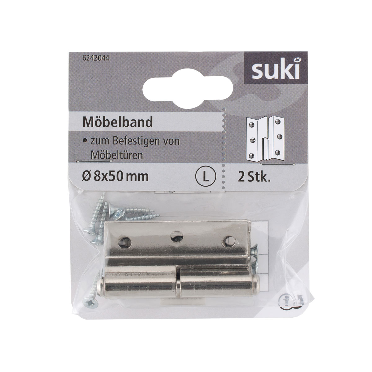 Suki Möbelband 50 mm links gekröpft vernickelt 2 Stück Bild 1