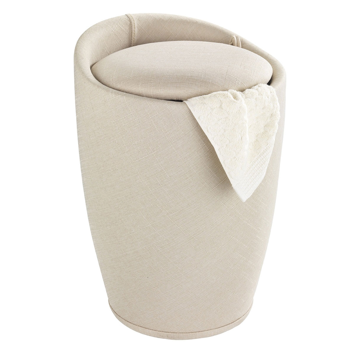 Wenko Hocker Candy Beige Leinenoptik mit Wäschesack Badhocker mit abnehmbarem Wäschesammler