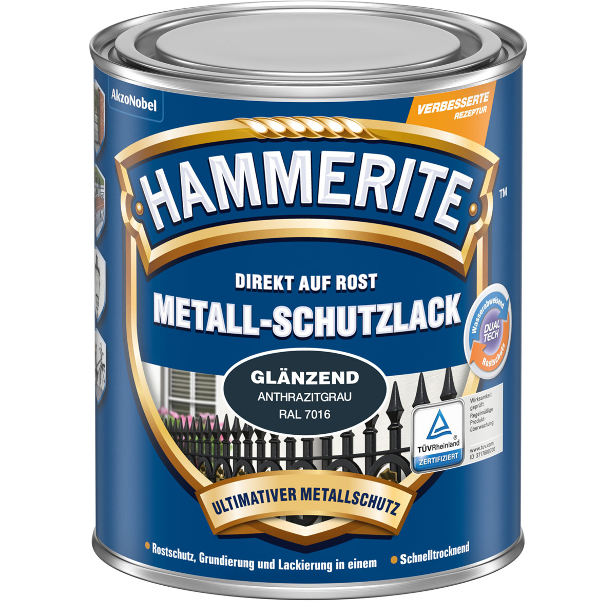 Hammerite Metallschutzlack Hammerschlag Metallblau 750 ml