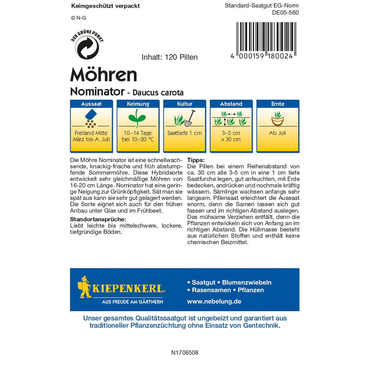 Kiepenkerl Moehre Nominator Pillensaat Bild 2