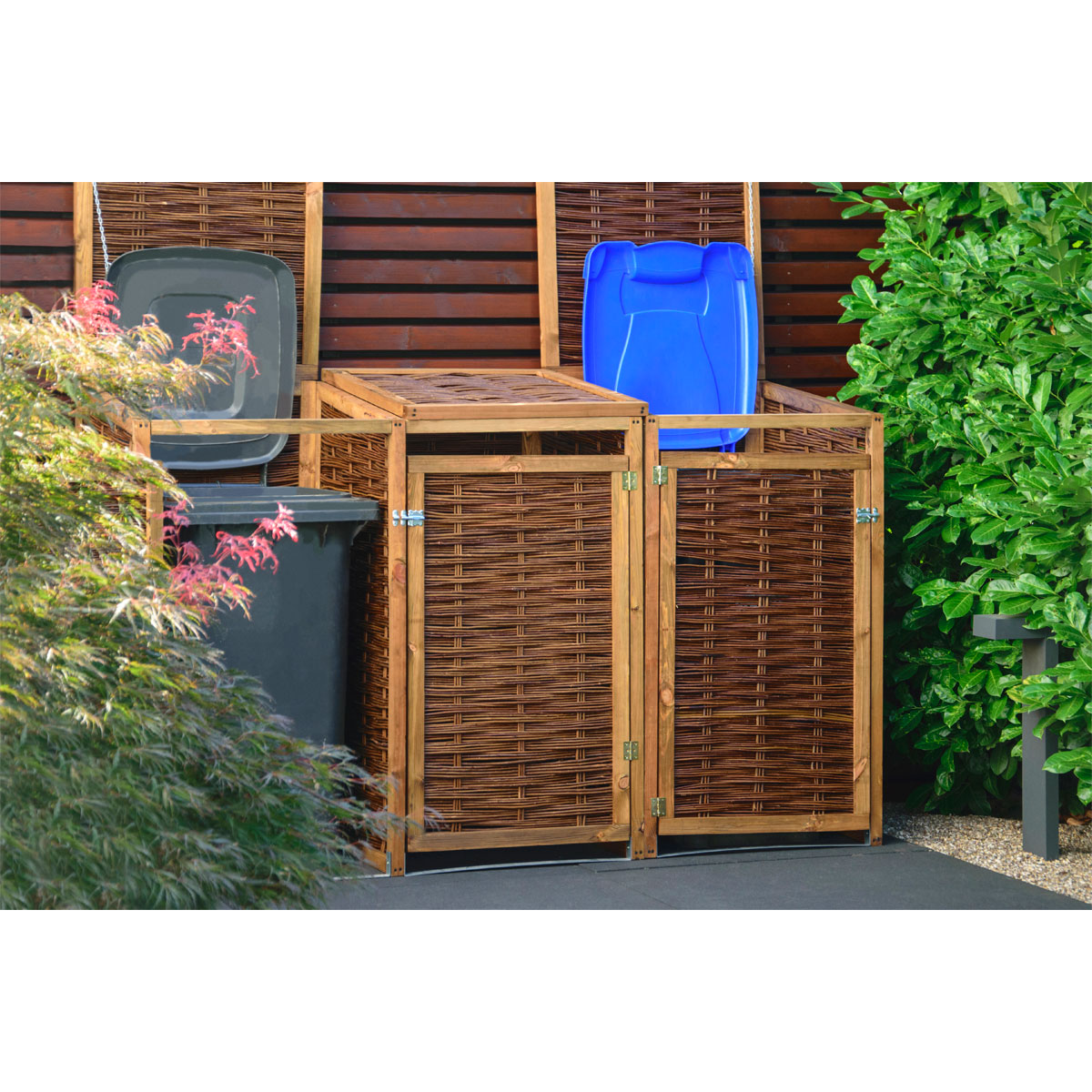 dobar Holz-Mülltonnenbox 137 x 83 x 132 cm braun Bild 2