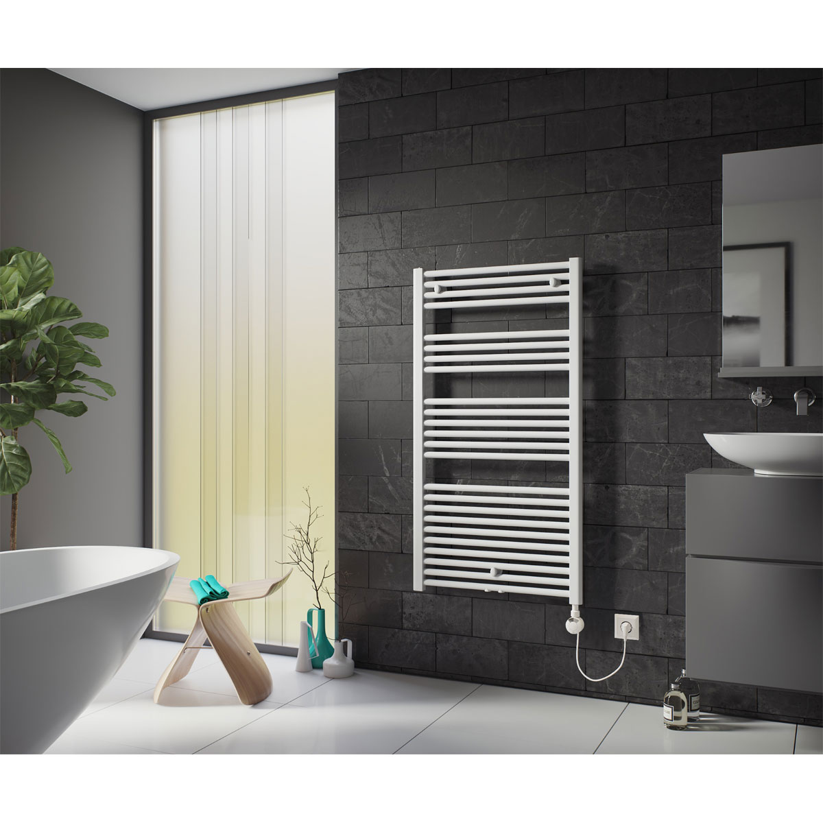 Ximax  Elektrischer Handtuchwärmer Alpha 825 x 600 mm 300 Watt Typ 4 Weiß