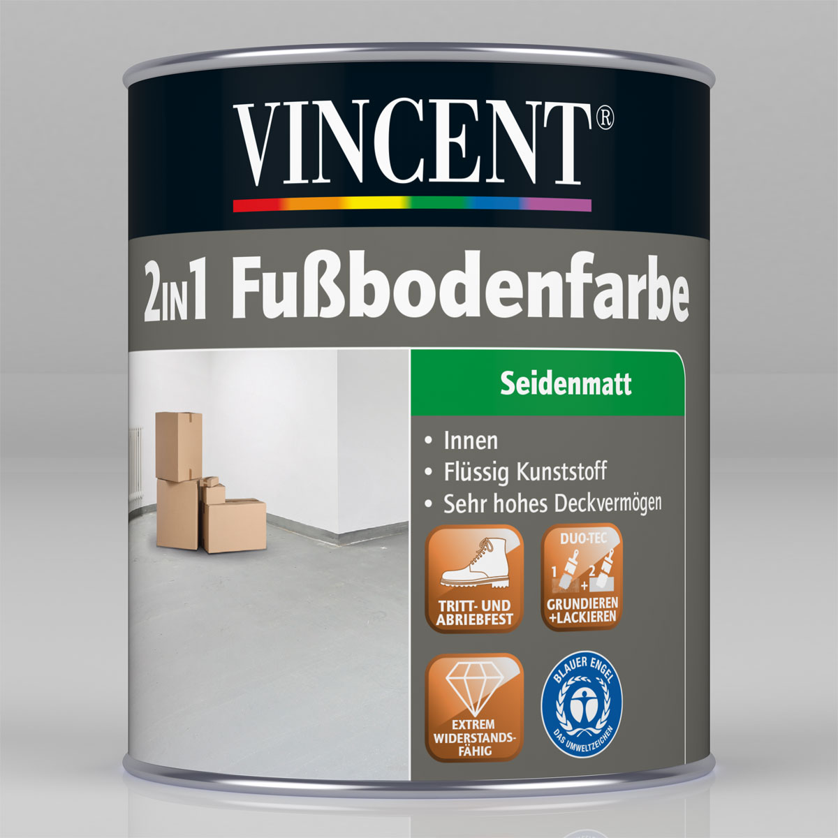 Vincent 2in1 Fussbodenfarbe kieselgrau 750 ml