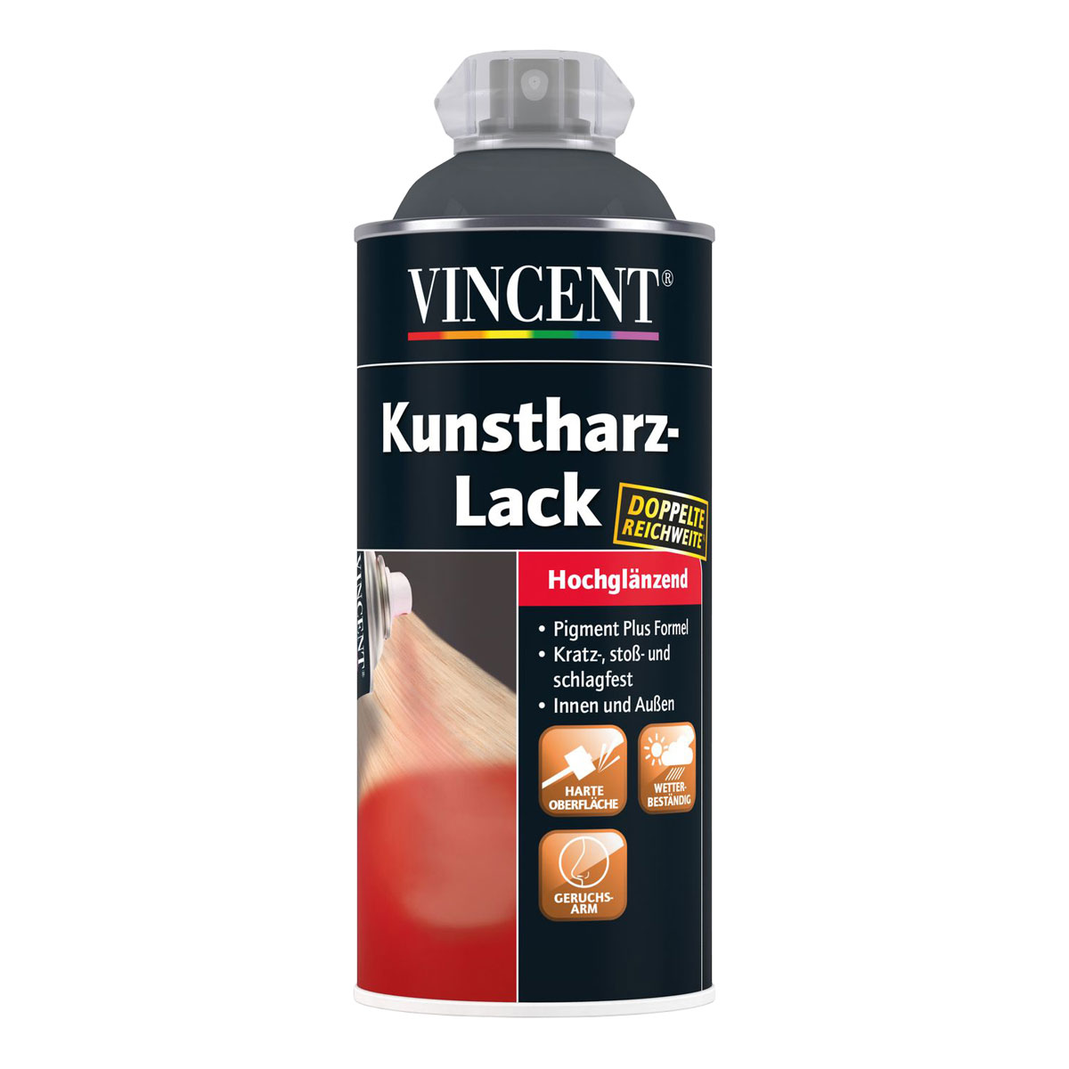 Vincent Kunstharzsprühlack anthrazit hochglänzend 400 ml Vincent Kunstharzsprühlack anthrazit hochglänzend 400 ml