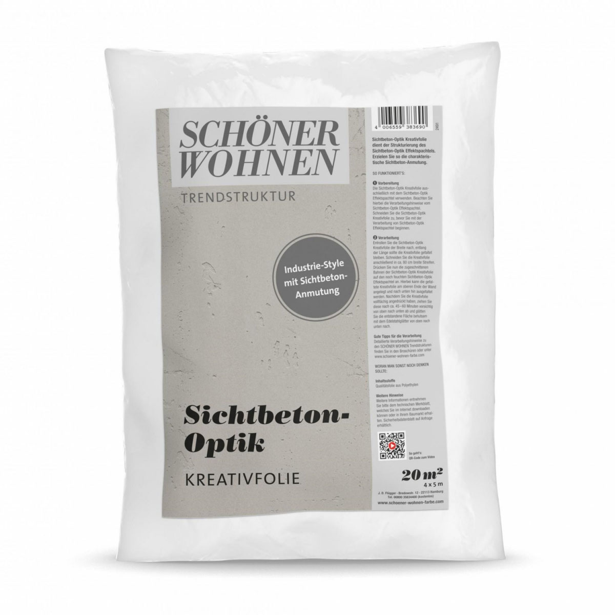 Schöner Wohnen Farbe Sichtbeton-Optik Kreativfolie 20 m²
