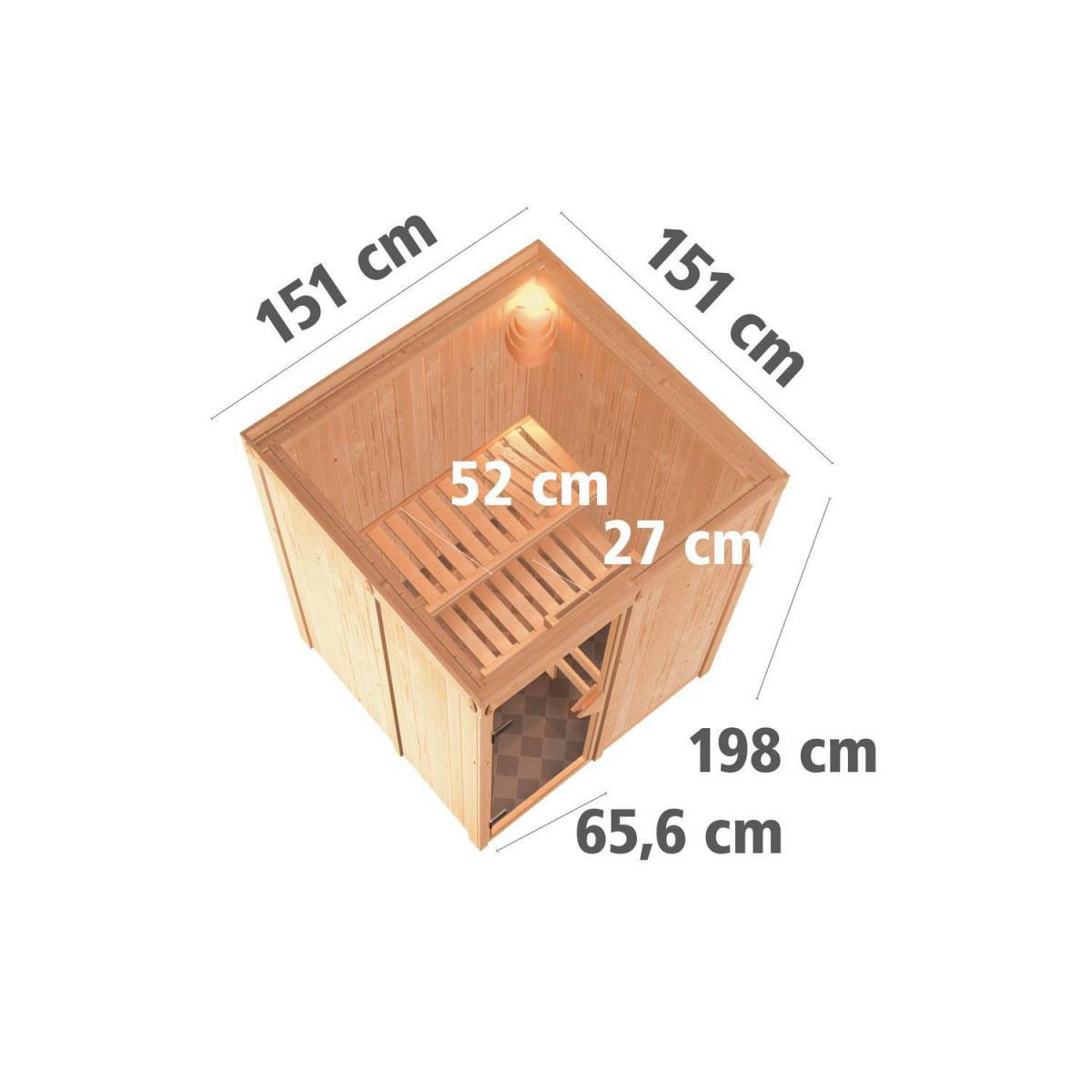 Karibu Sauna Minja Fronteinstieg 3,6 kW Ofen externe Strg kein Kranz Klarglas-Tür Bild 12
