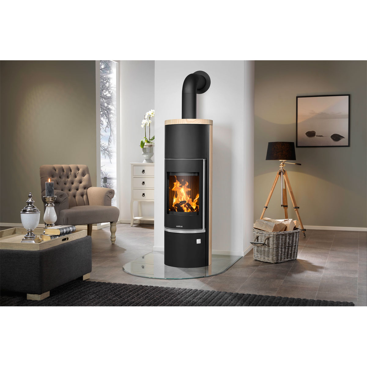 Kaminofen Faro Aqua 2.0 SandsteinKorpus Stahl Schwarz Bild 2