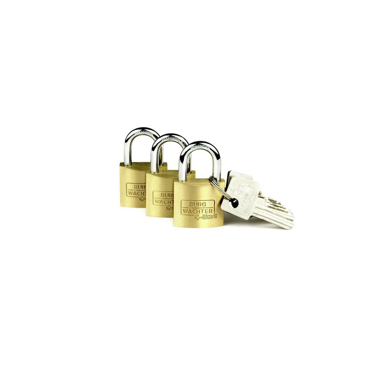 Burg Wächter Vorhängeschloss-Set Trio 222 30 49,4 30 x 49,4 x 11,7 mm Messing