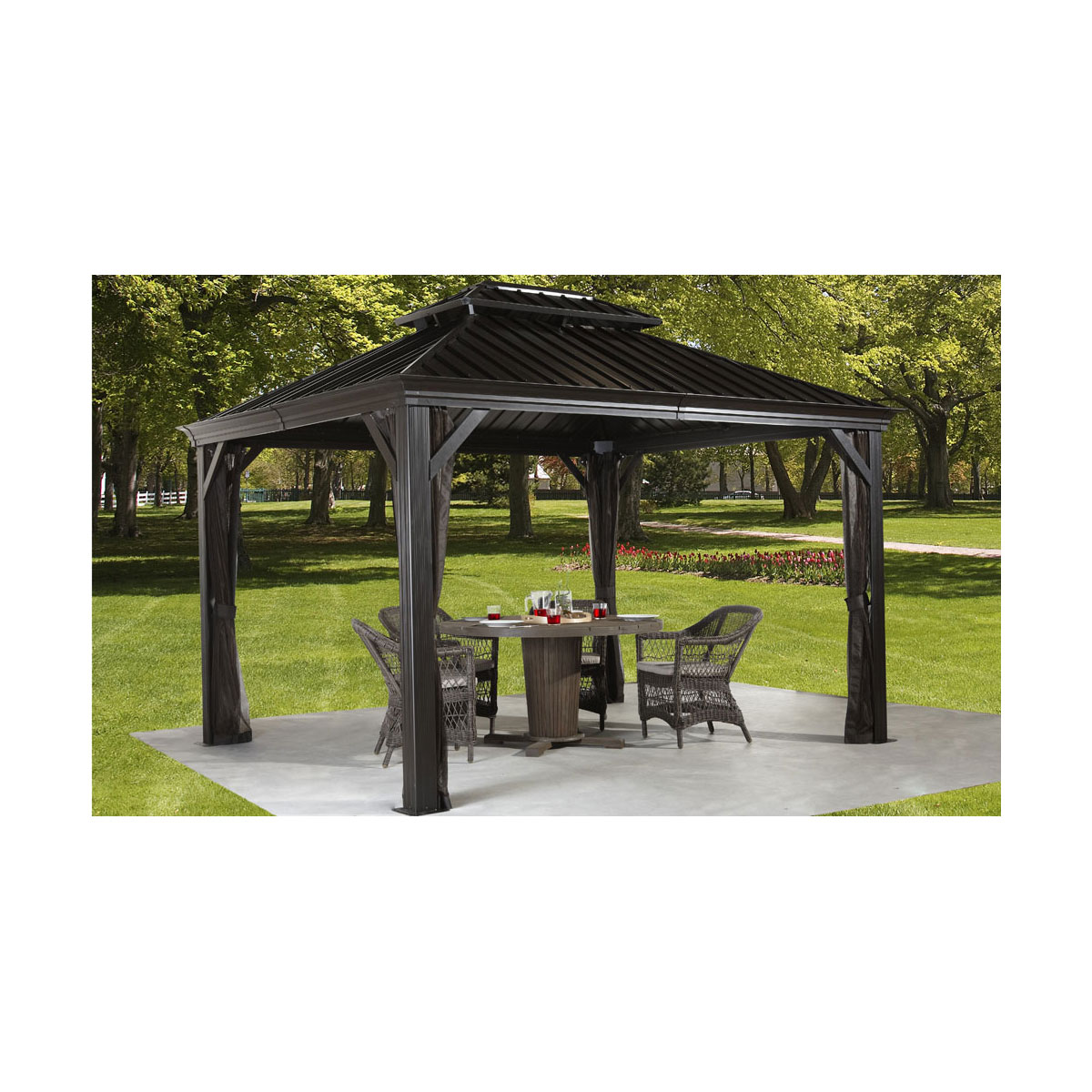 Sojag Pavillon Messina 1012 inkl. Moskitonetz 298x363x291,5cm Anthrazit Bild 5