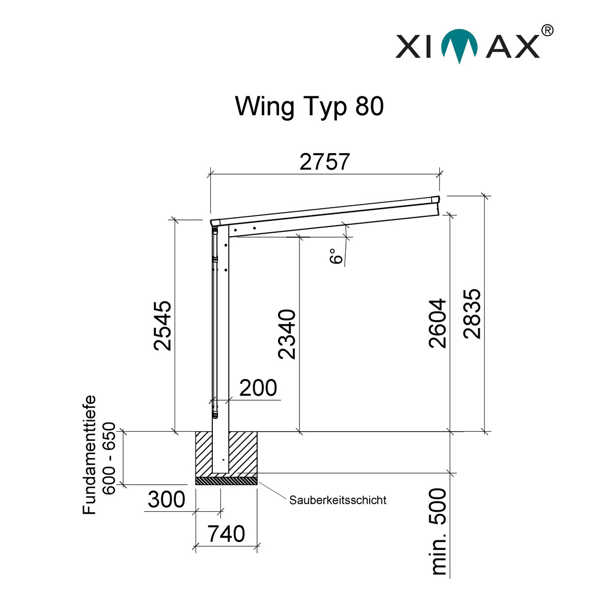 Ximax  Aluminium CarportWing 80" Anthrazit Bild 6