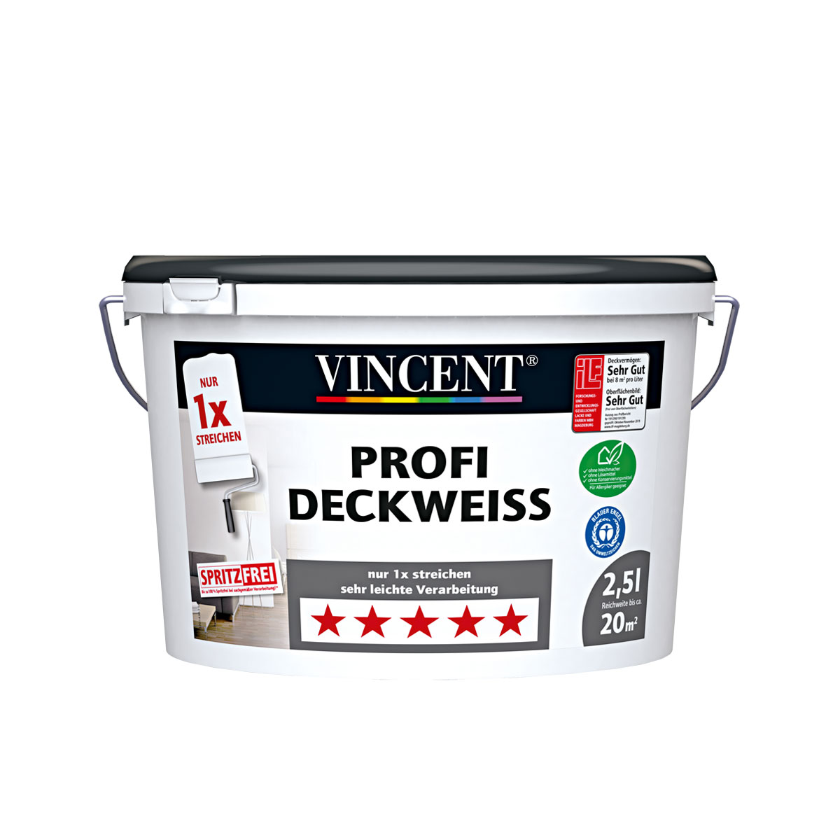 Vincent Innenfarbe Profi Deckweiß 2,5 L