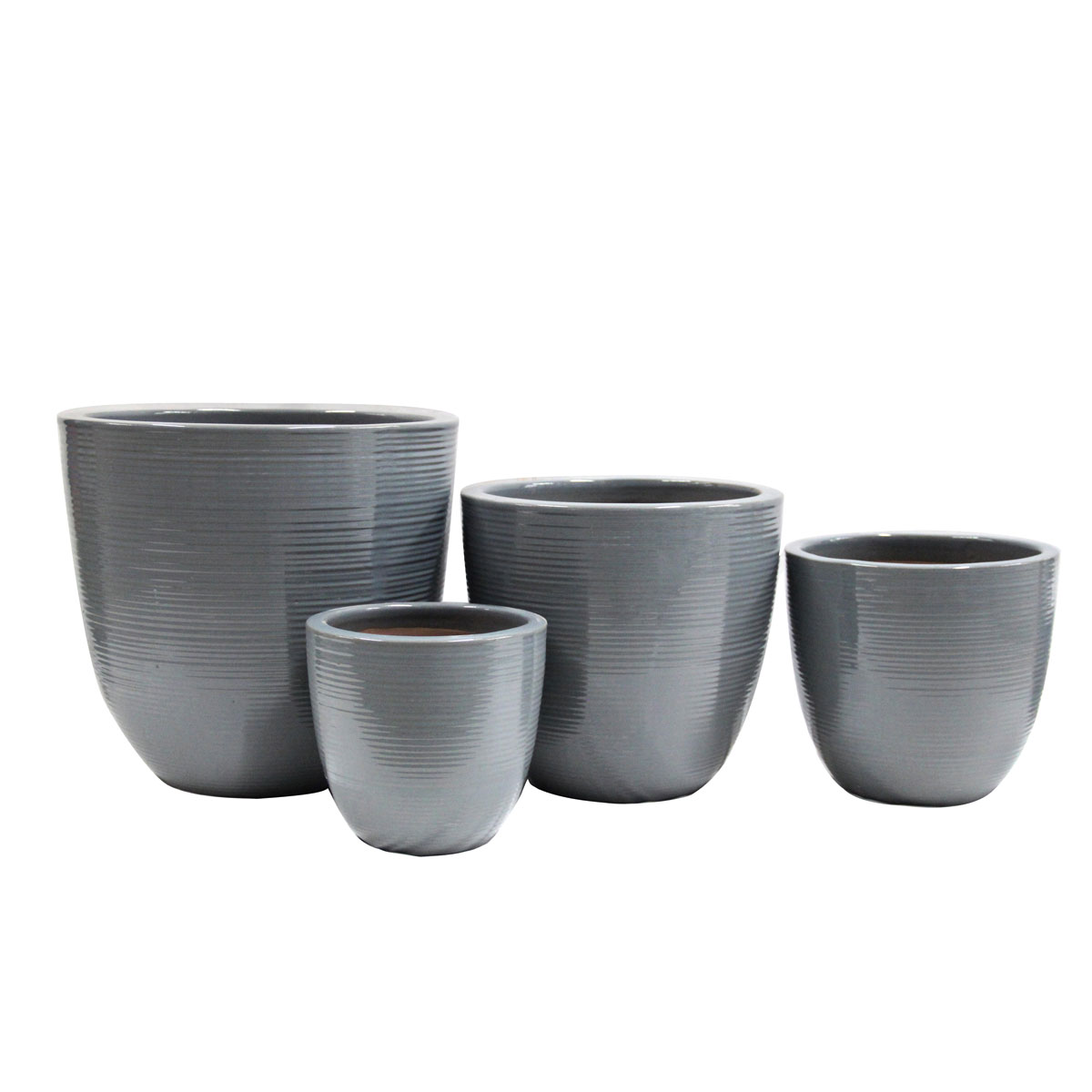 Haveson Pflanztopf Feine Rille 34 x 32 cm grau glasiert