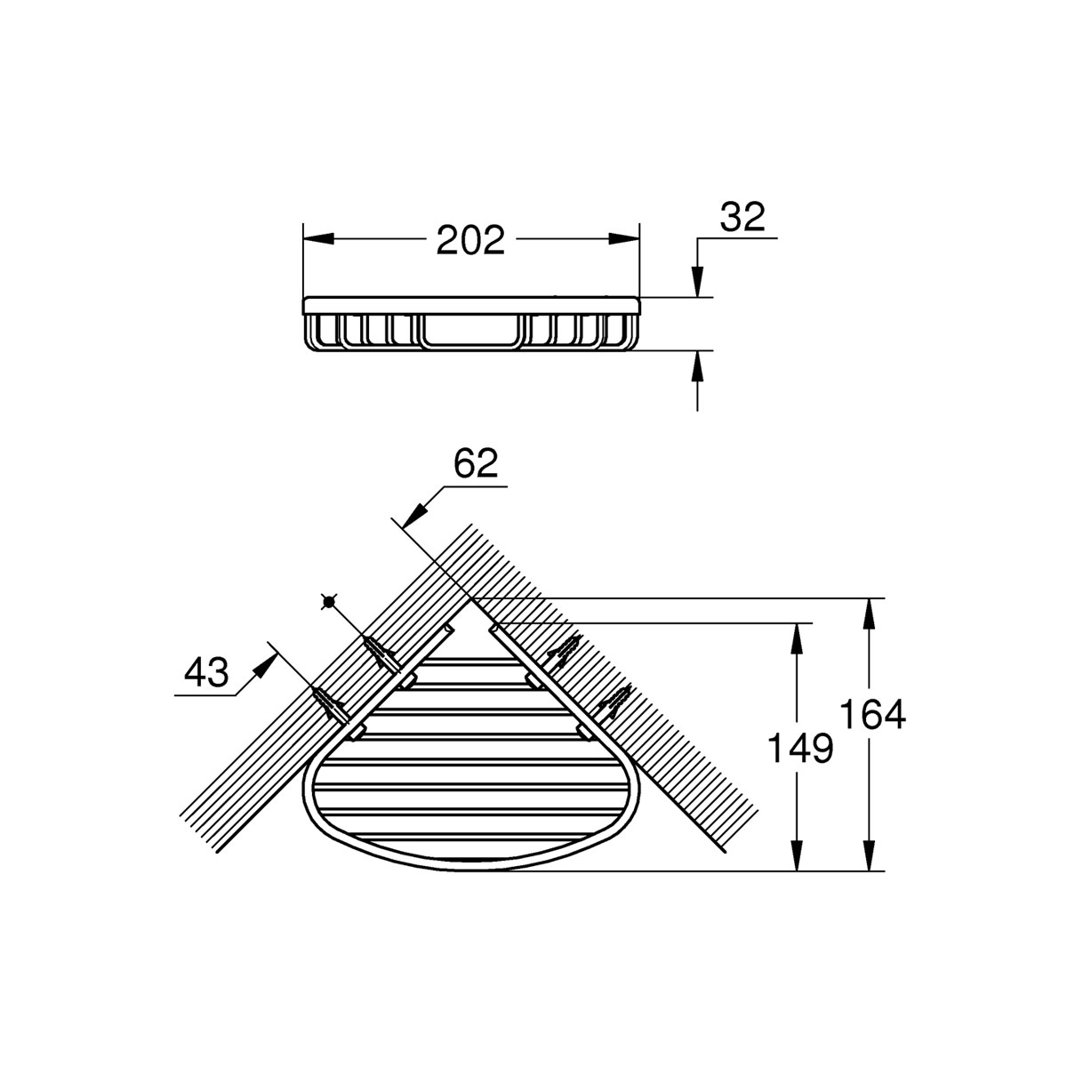 Grohe Ablagekorb Bau Cosmopolitan silber 20,2 x 3,2 x 16,4 cm Bild 2