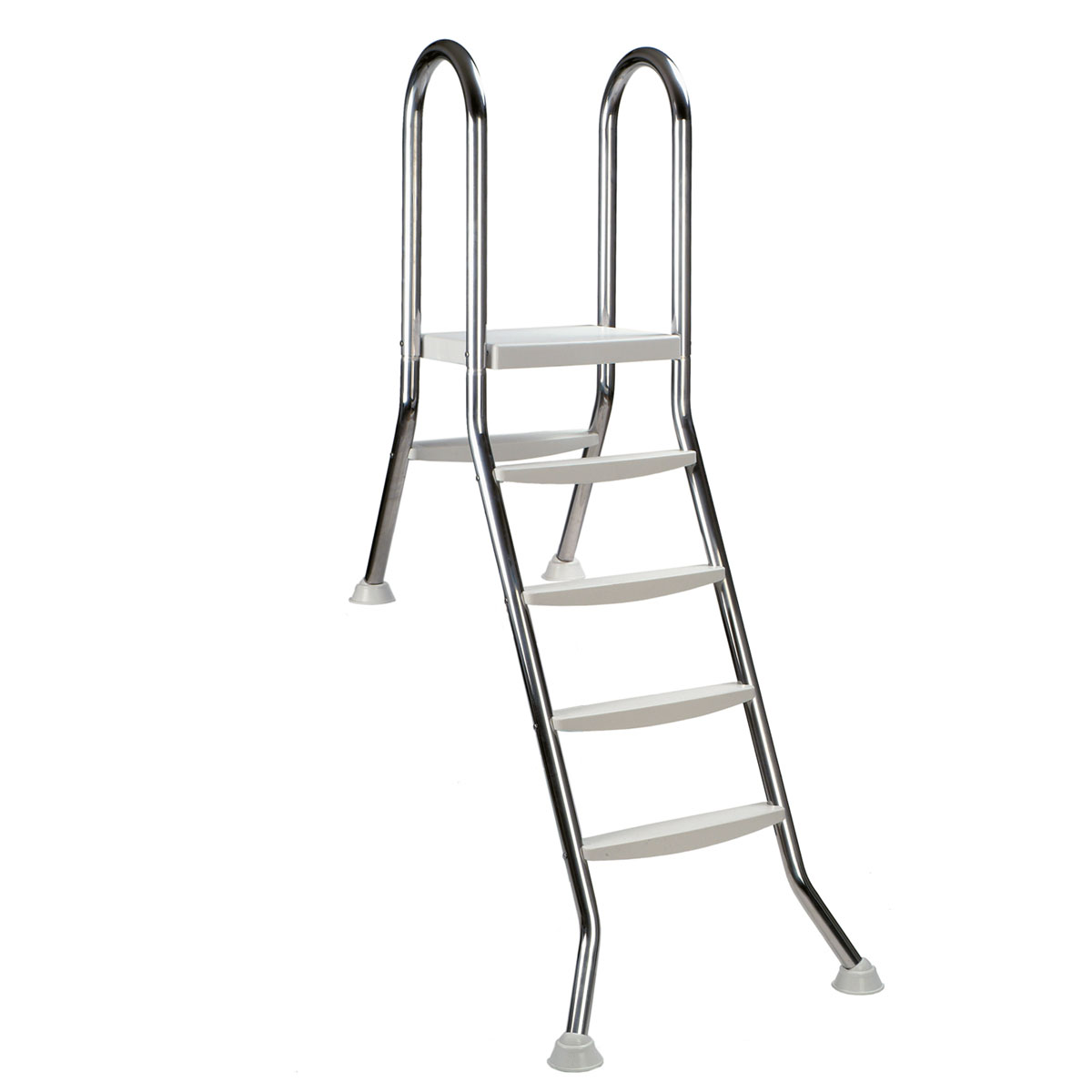 Halbhochbeckenleiter Edelstahl 150/40 cm 5/1 Stufen mit Plattform
