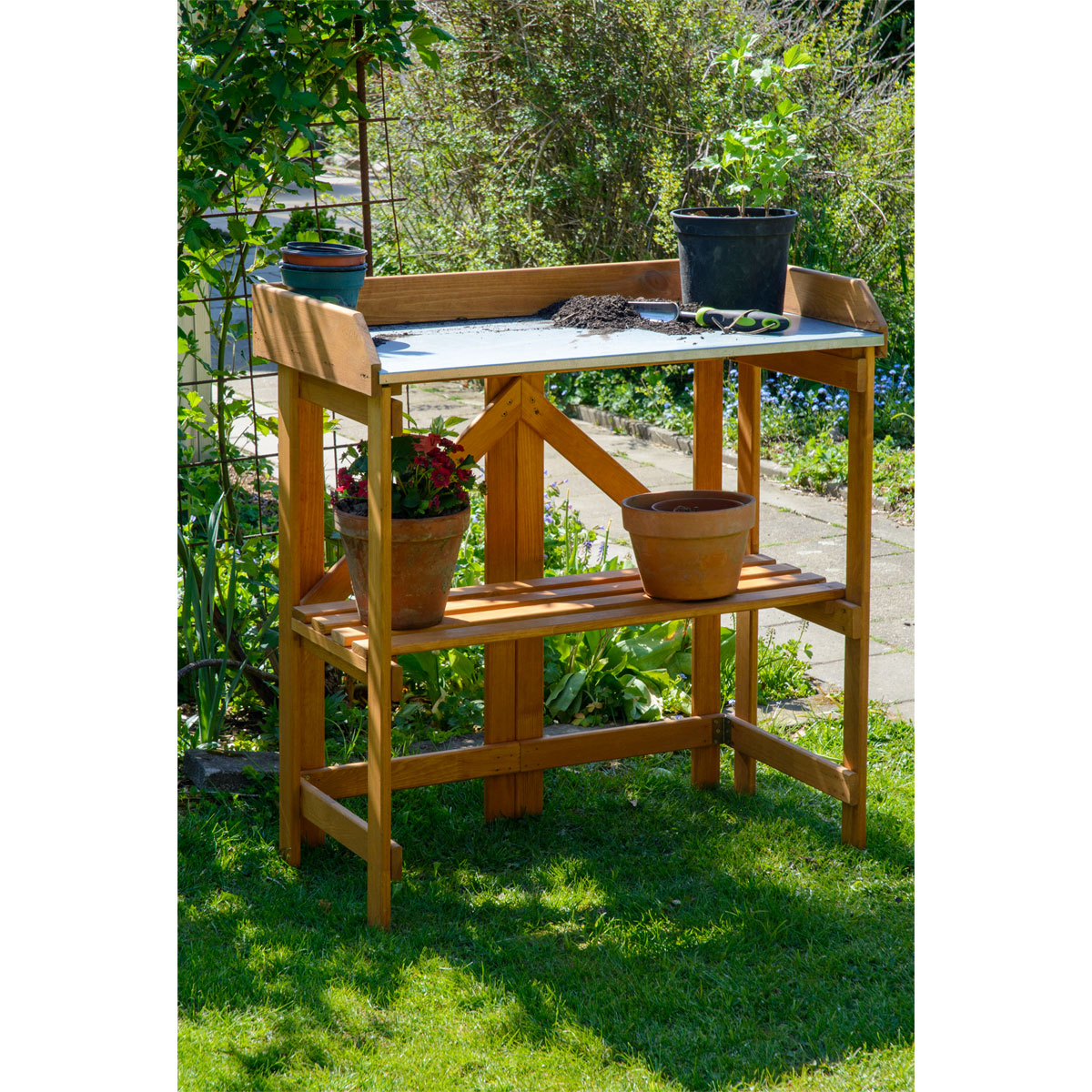 dobar Pflanztisch klappbar 85 x 89 x 44 cm braun Bild 9