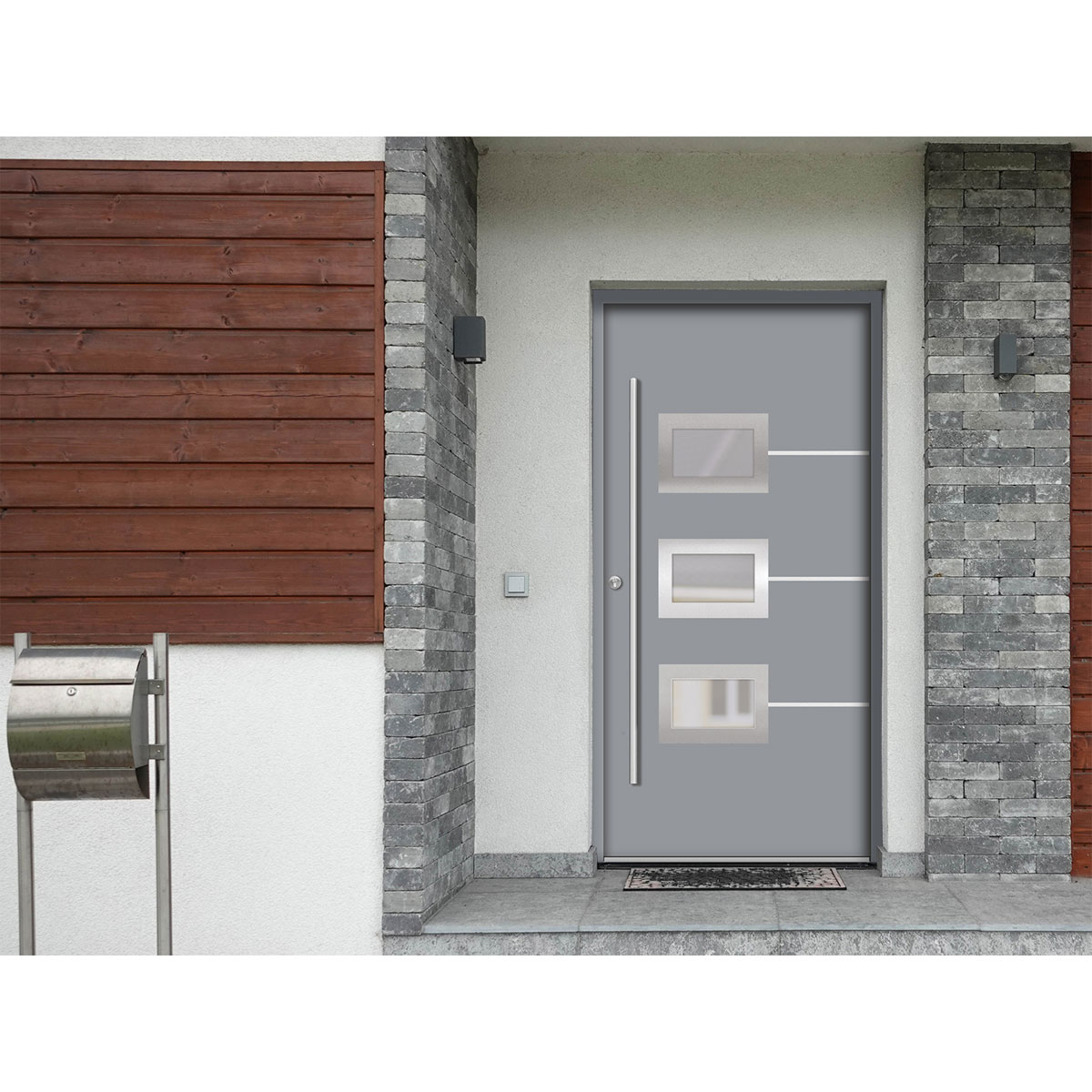 SplenDoor  Premium-Haustür Passivedoor Bergen energiesparend grau 100 x 210 cm links Bild 2