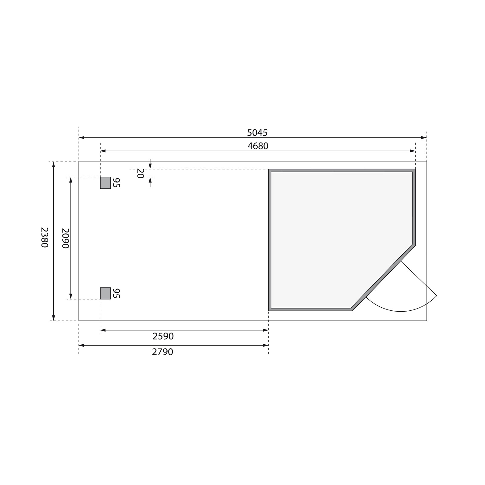 Karibu BBH Schwandorf 2 Set mit Anbau naturbelassen Bild 8
