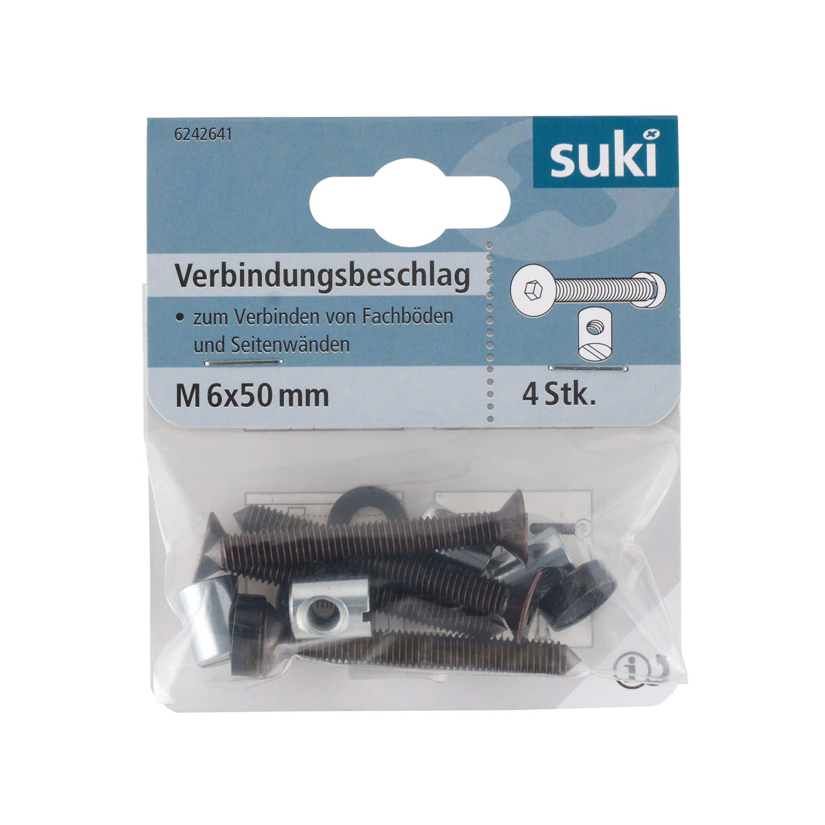 Suki Scharnierbandschraube Durchmesser 6 x 50 mm brüniert 4 Stück