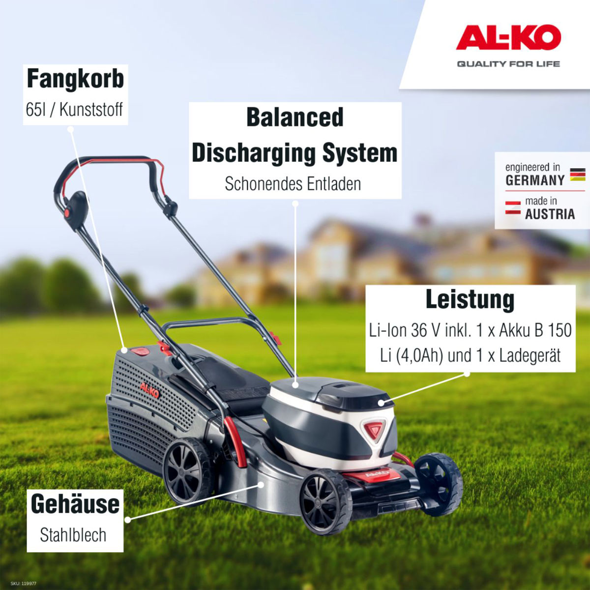 AL-KO  Akku-Rasenmäher 42.2 36V Li Comfort inkl Akku und Ladegerät Bild 10