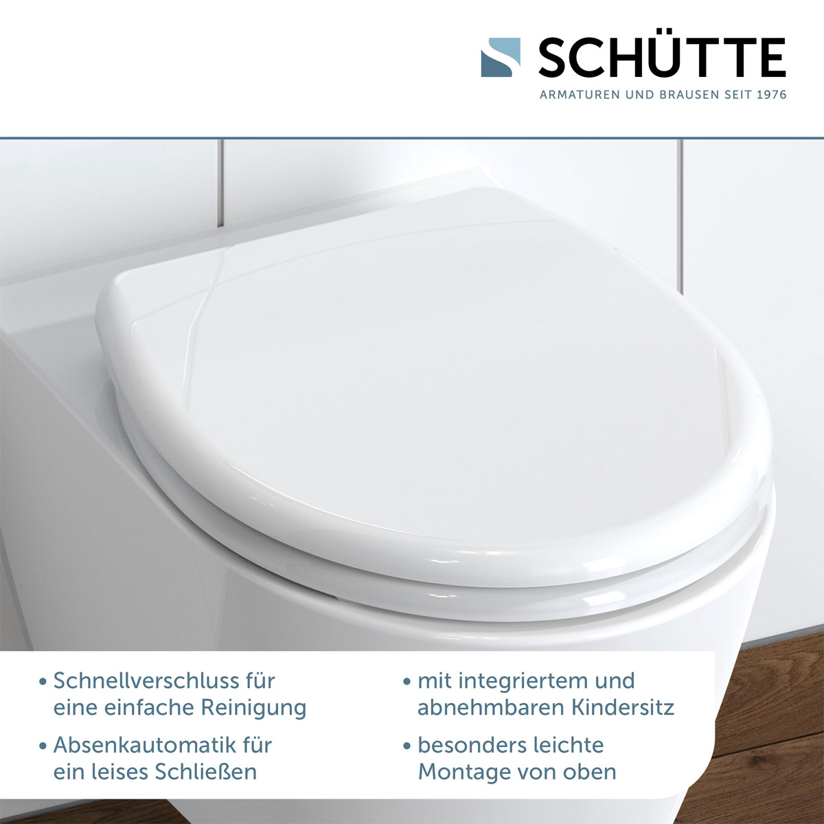 Schütte Duroplast WC-Sitz FAMILY WHITE mit Absenkautomatik und  Schnellverschluss | 518334 | 
