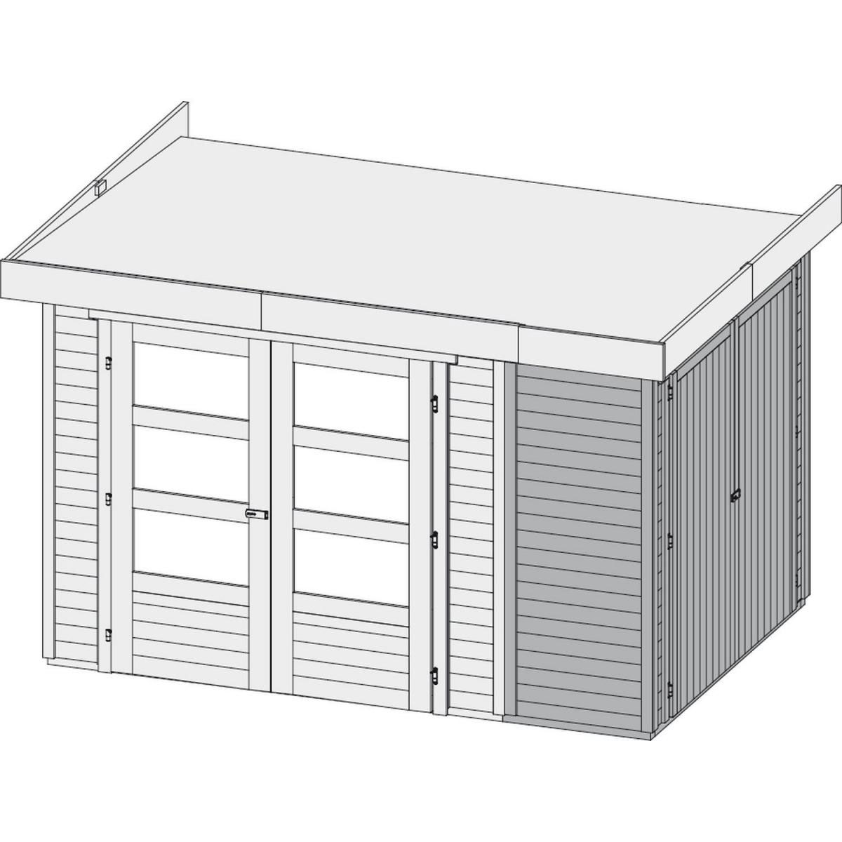 Karibu Gartenhaus Retola 3 inkl Anbauschrank und Anbaudach 2,40 Meter naturbelassen Bild 5