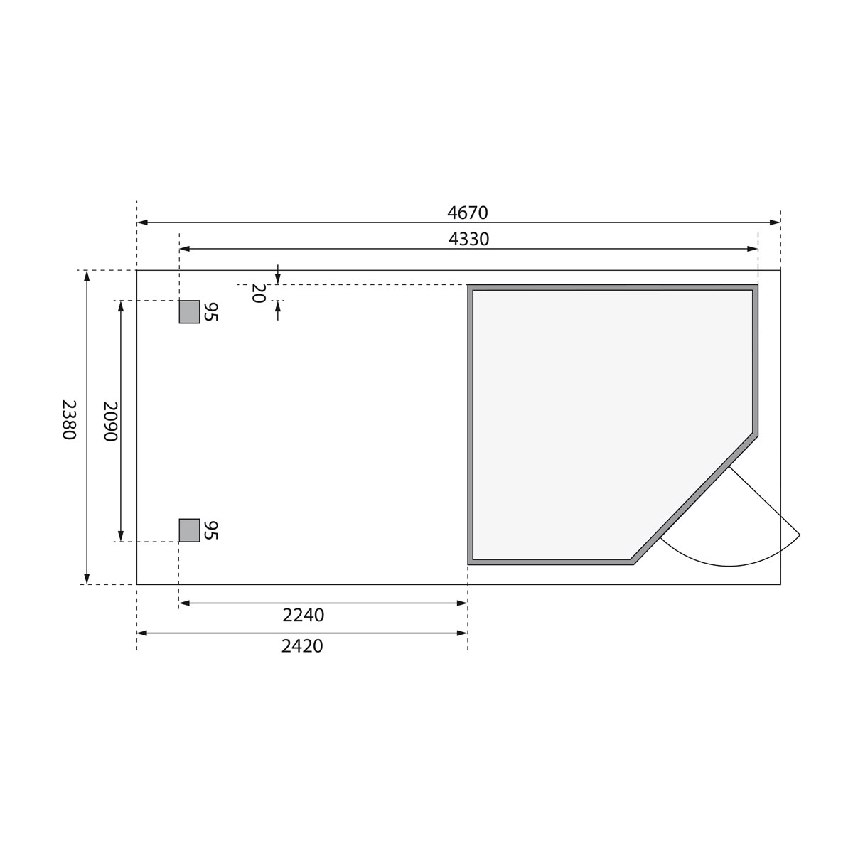 Karibu BBH Schwandorf 3 Set mit Anbau terragrau Bild 8