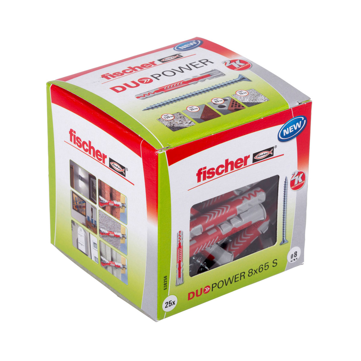 Fischer Dübel DuoPower 8 x 65 mm mit Schraube 25 Stück Fischer Dübel DuoPower 8 x 65 mm mit Schraube 25 Stück