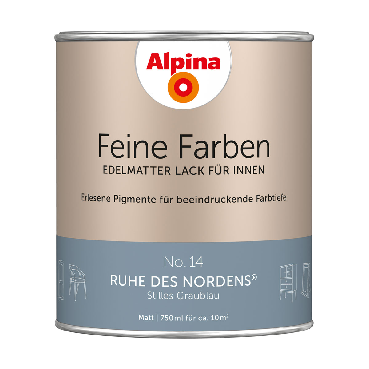 Alpina Buntlack Feine Farben Lack No 14 Ruhe des Nordens edelmatt 750ml