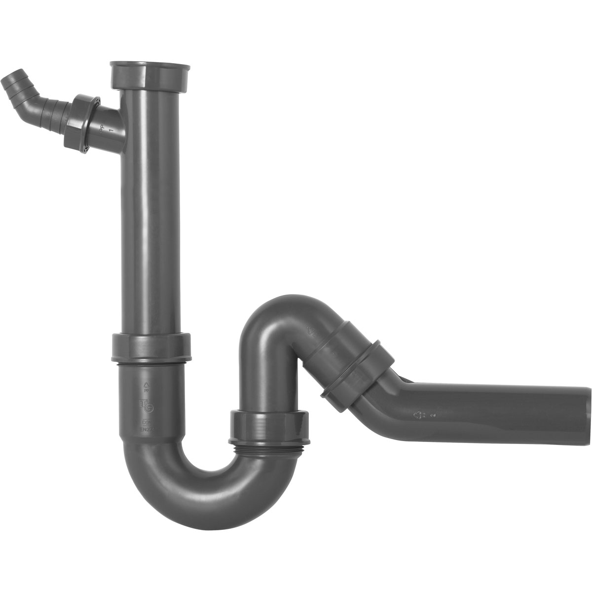 Cornat Spültisch-Röhren-Geruchverschluss aus recyceltem Kunststoff mit Ablaufanschluss Durchmesser 40 mm