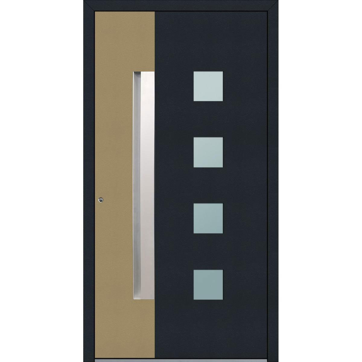 Aluminium Sicherheits-Haustür Genua Exklusiv 75 mm anthrazit-beige 100 x 210 cm Anschlag links inkl Griffleiste