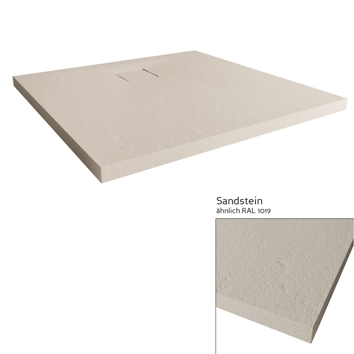 Mineralgruss-Duschwanne Modern Line Steinoptik, Sandstein, 1000 / 1200 mm
