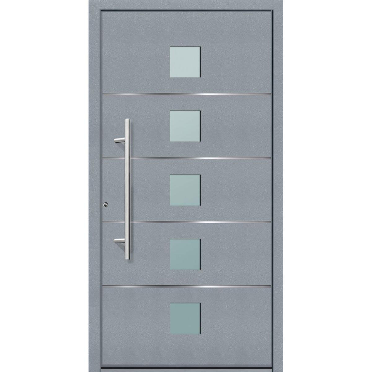 Aluminium Sicherheits-Haustür Triest Superior 60 mm grau 100 x 210 cm Anschlag links inkl Griffset