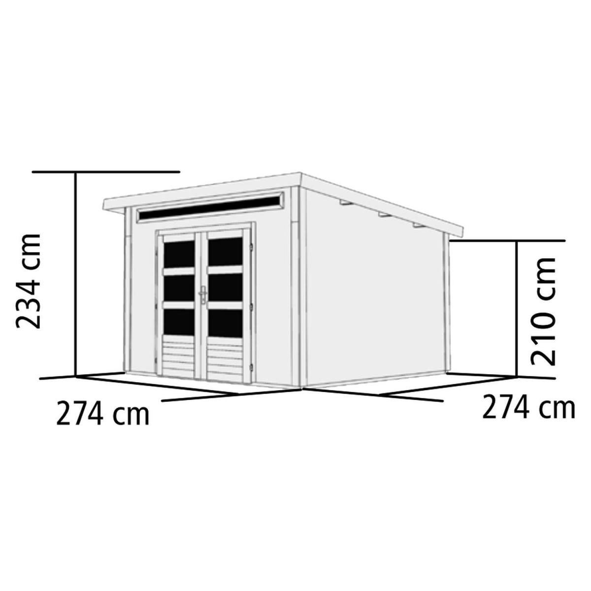 Karibu Gartenhaus-Set Kandem 6 mit Anbaudach 2,95 m mit Seiten- und Rückwand naturbelassen Bild 3